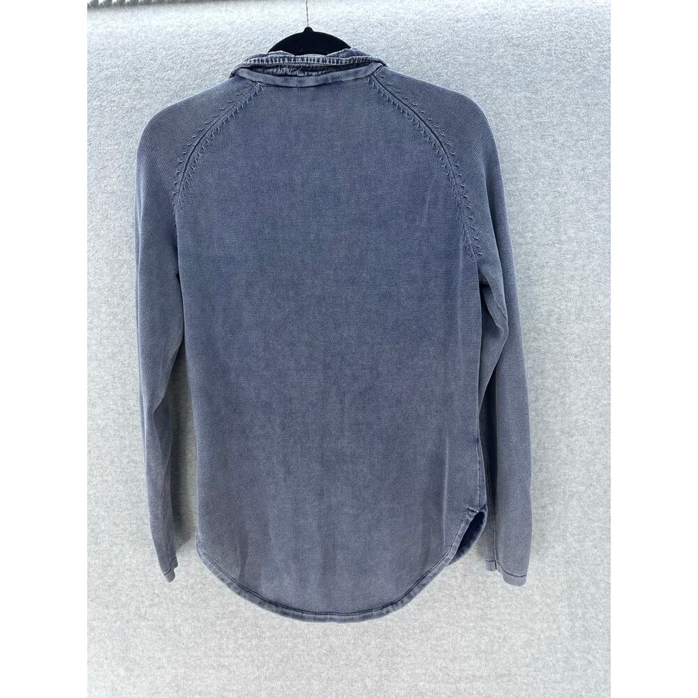 PBJ Blues Women's sz S 1/4 ZIp Washed Blue Sweater 100% Cotton Knit Comfort Cozy - Picture 4 of 10